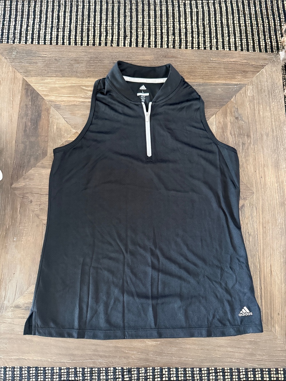 adidas Black Sleeveless Quarter-Zip Athletic Tank